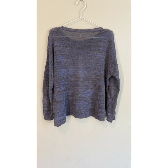 EILEEN FISHER Sweater Small Organic Linen Tunic Long Sleeve Pullover Blue 1792 - Picture 7 of 9